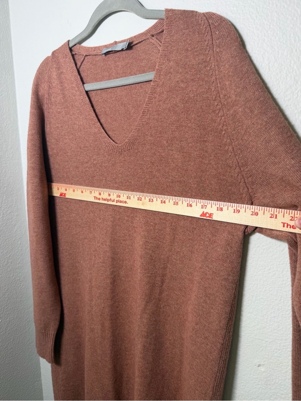 Vince Dusty Pink/Orange V-Neck Wool-Cashmere Blend Dress Size M - Picture 7 of 7
